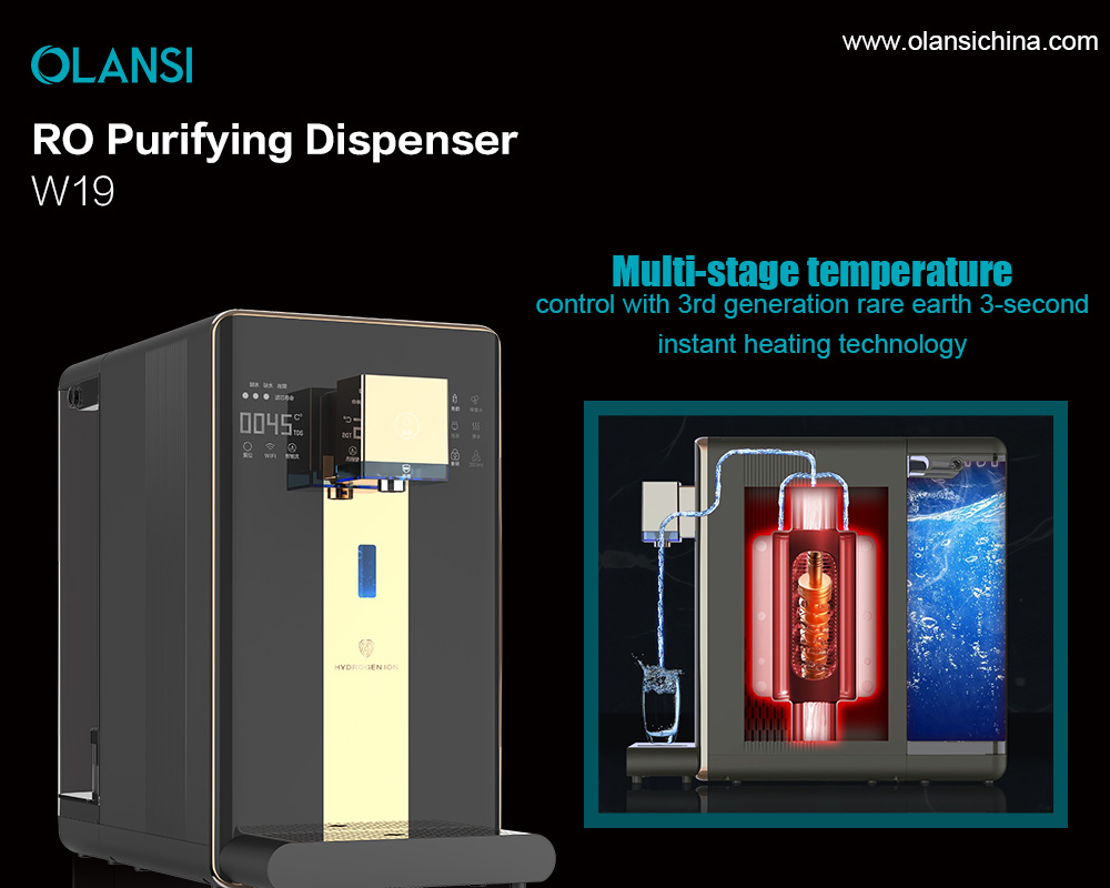 Air Hidrogen Hot dan Hydrogen Alkaline Reverse Osmosis RO System Dispenser Air Purifier yang menyelesaikan masalah air panas atau sejuk